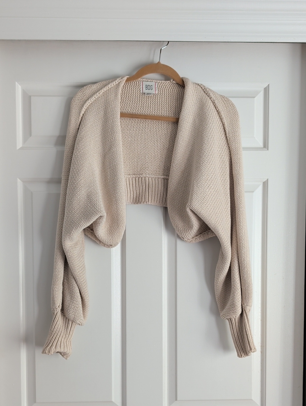 BDG Urban Outfitters Cream Cropped Knit Cardigan Sweater